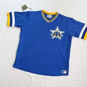 Vintage 80's Seattle Mariners Sand Knit MLB Baseball Jersey - XL